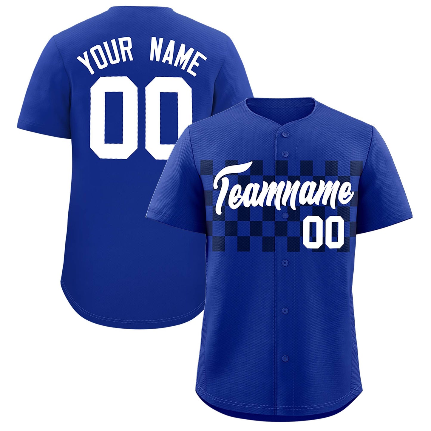 Custom Royal Navy Personalized Plaid Fashion Design Authentic Baseball Jersey