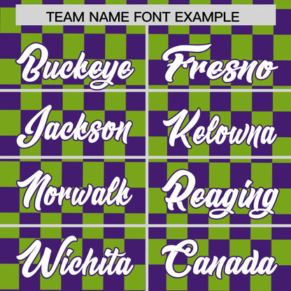 Custom Purple Neon Green Personalized Plaid Fashion Design Authentic Baseball Jersey