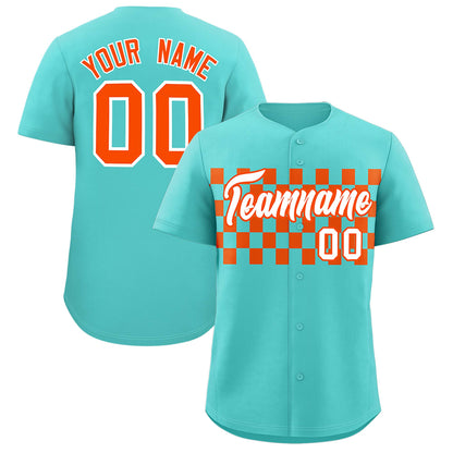 Custom Bright Green Orange Personalized Plaid Fashion Design Authentic Baseball Jersey