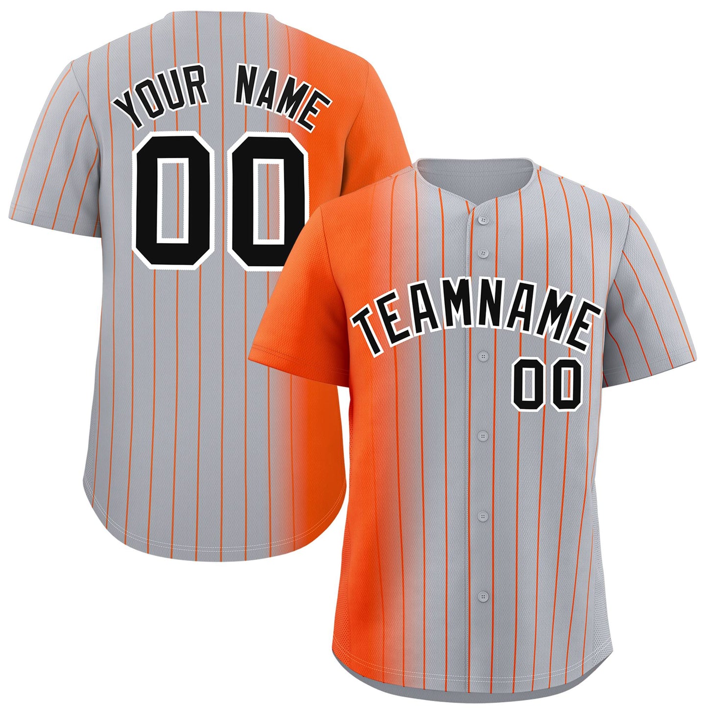 Custom Gray Orange Pinstripe Personalized Gradient Authentic Baseball Jersey