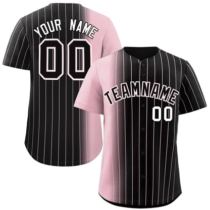 Custom Black Light Pink Pinstripe Personalized Gradient Authentic Baseball Jersey