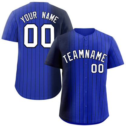 Custom Royal Navy Pinstripe Personalized Gradient Authentic Baseball Jersey