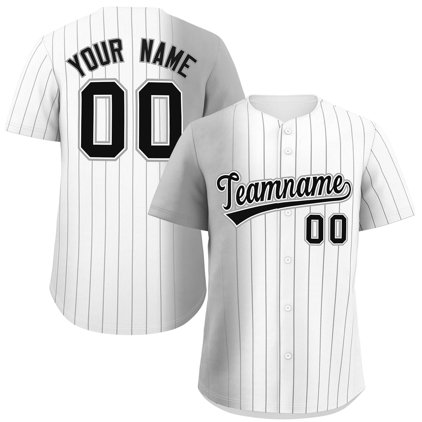 Custom White Gray Pinstripe Personalized Gradient Authentic Baseball Jersey