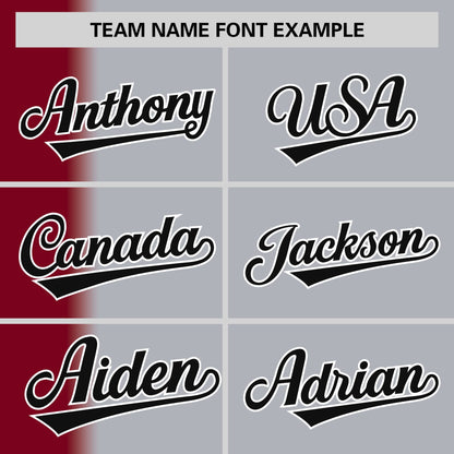 Custom Gray Crimson Pinstripe Personalized Gradient Authentic Baseball Jersey