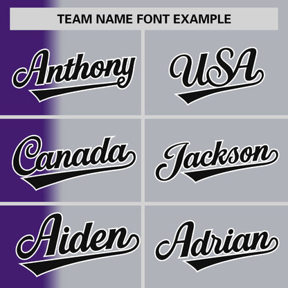 Custom Gray Purple Pinstripe Personalized Gradient Authentic Baseball Jersey