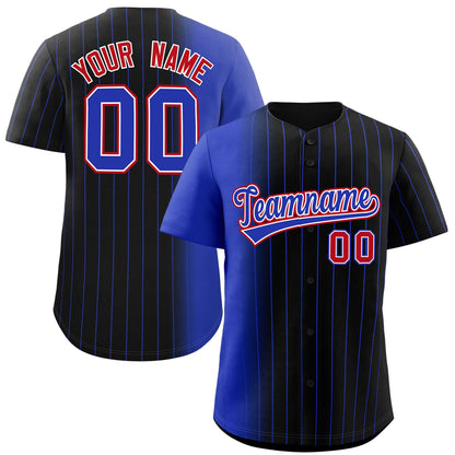 Custom Black Royal Pinstripe Personalized Gradient Authentic Baseball Jersey