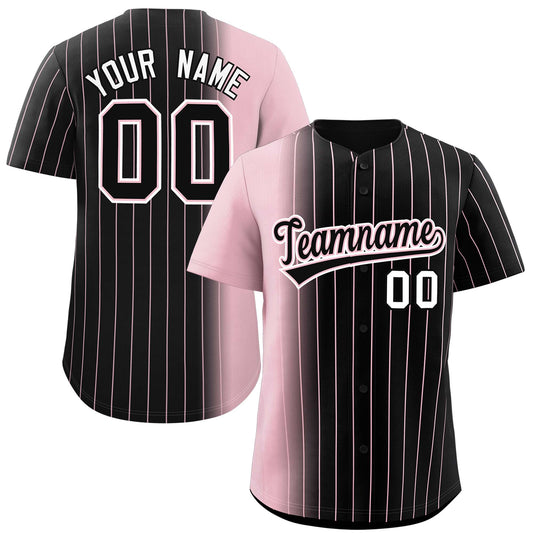 Custom Black Light Pink Pinstripe Personalized Gradient Authentic Baseball Jersey