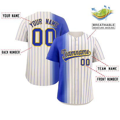 Custom Cream Royal Pinstripe Personalized Gradient Authentic Baseball Jersey