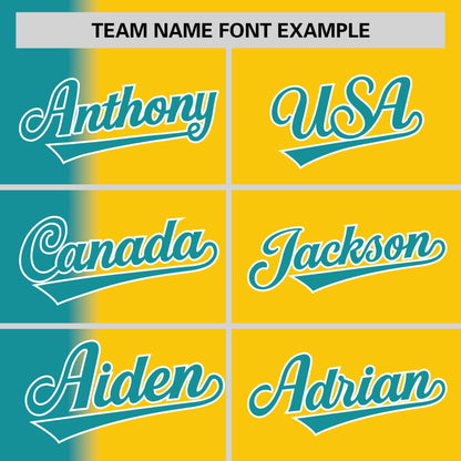 Custom Gold Aqua Pinstripe Personalized Gradient Authentic Baseball Jersey