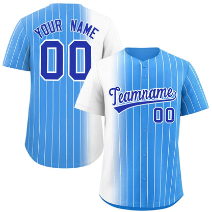 Custom Powder Blue White Pinstripe Personalized Gradient Authentic Baseball Jersey