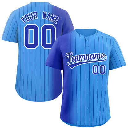 Custom Powder Blue Royal Pinstripe Personalized Gradient Authentic Baseball Jersey