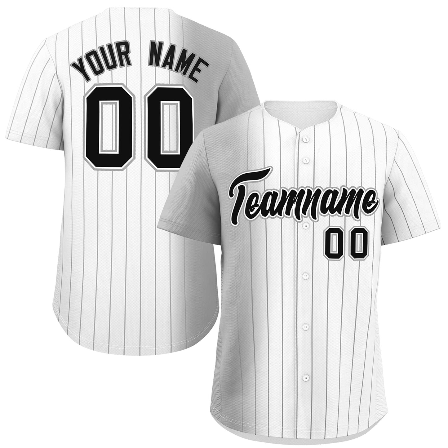 Custom White Gray Pinstripe Personalized Gradient Authentic Baseball Jersey