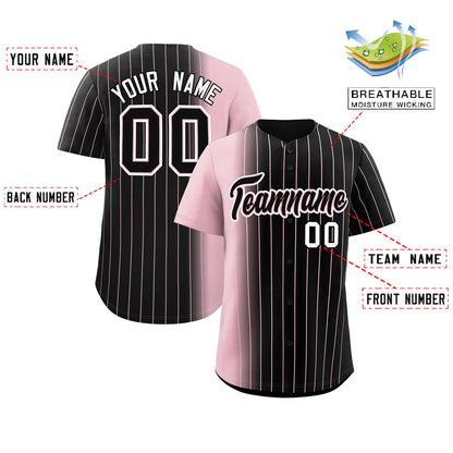 Custom Black Light Pink Pinstripe Personalized Gradient Authentic Baseball Jersey