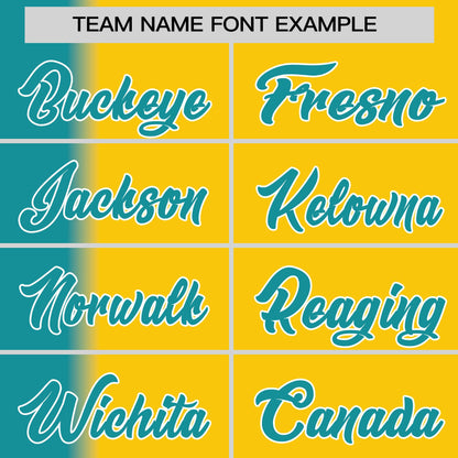 Custom Gold Aqua Pinstripe Personalized Gradient Authentic Baseball Jersey