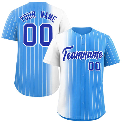 Custom Powder Blue White Pinstripe Personalized Gradient Authentic Baseball Jersey