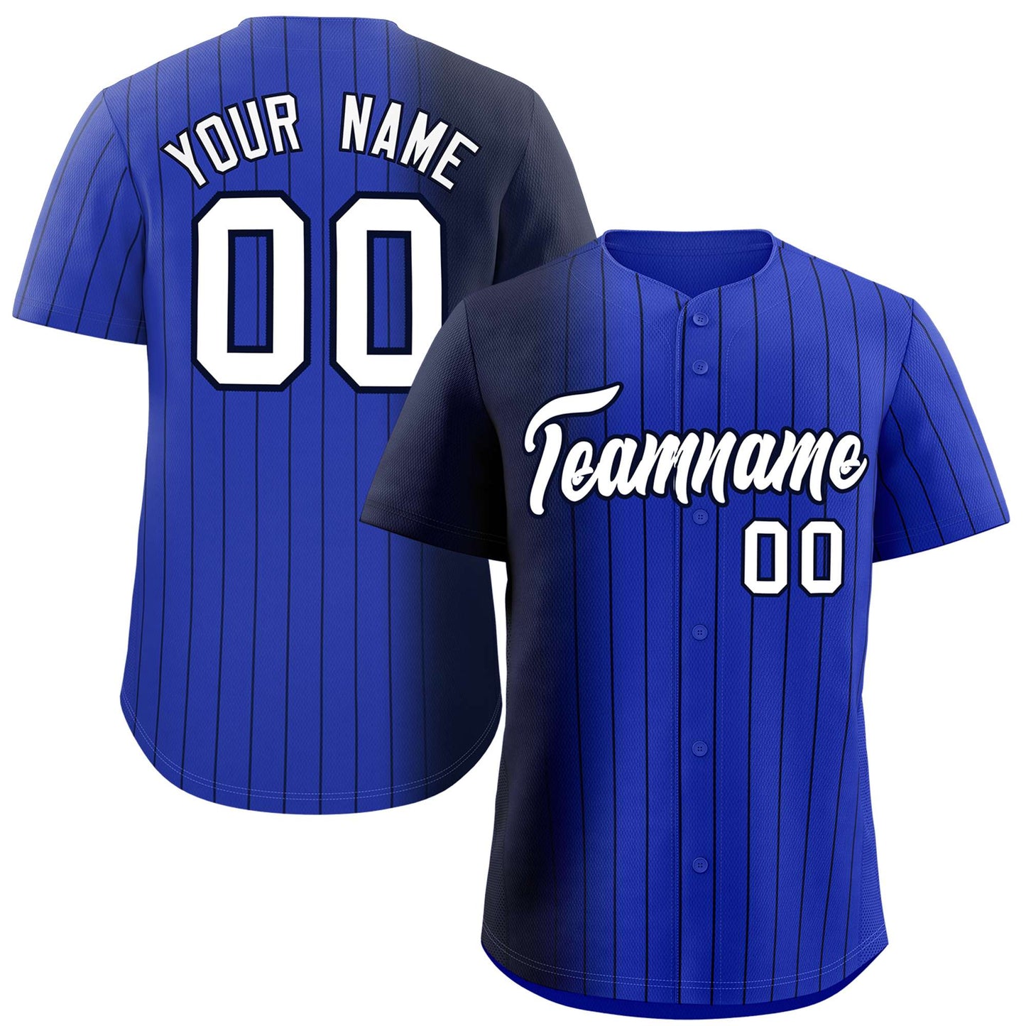 Custom Royal Navy Pinstripe Personalized Gradient Authentic Baseball Jersey