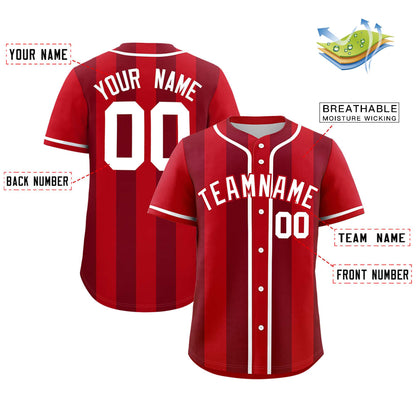 Custom Red Crimson Thick Stripe Fashion Authentic Baseball jersey