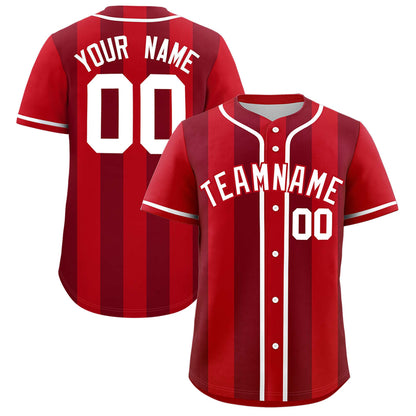 Custom Red Crimson Thick Stripe Fashion Authentic Baseball jersey