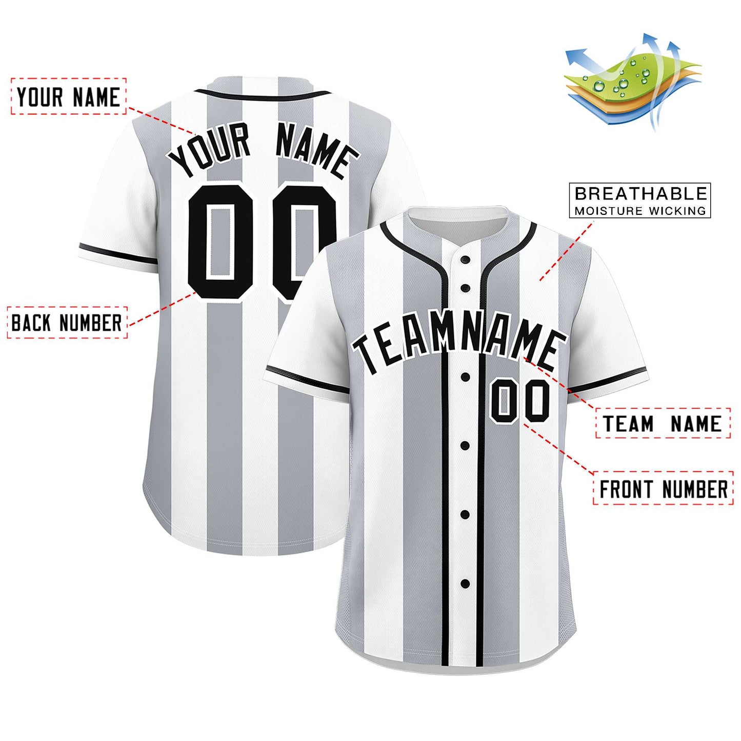 Custom White Gray Thick Stripe Fashion Authentic Baseball jersey