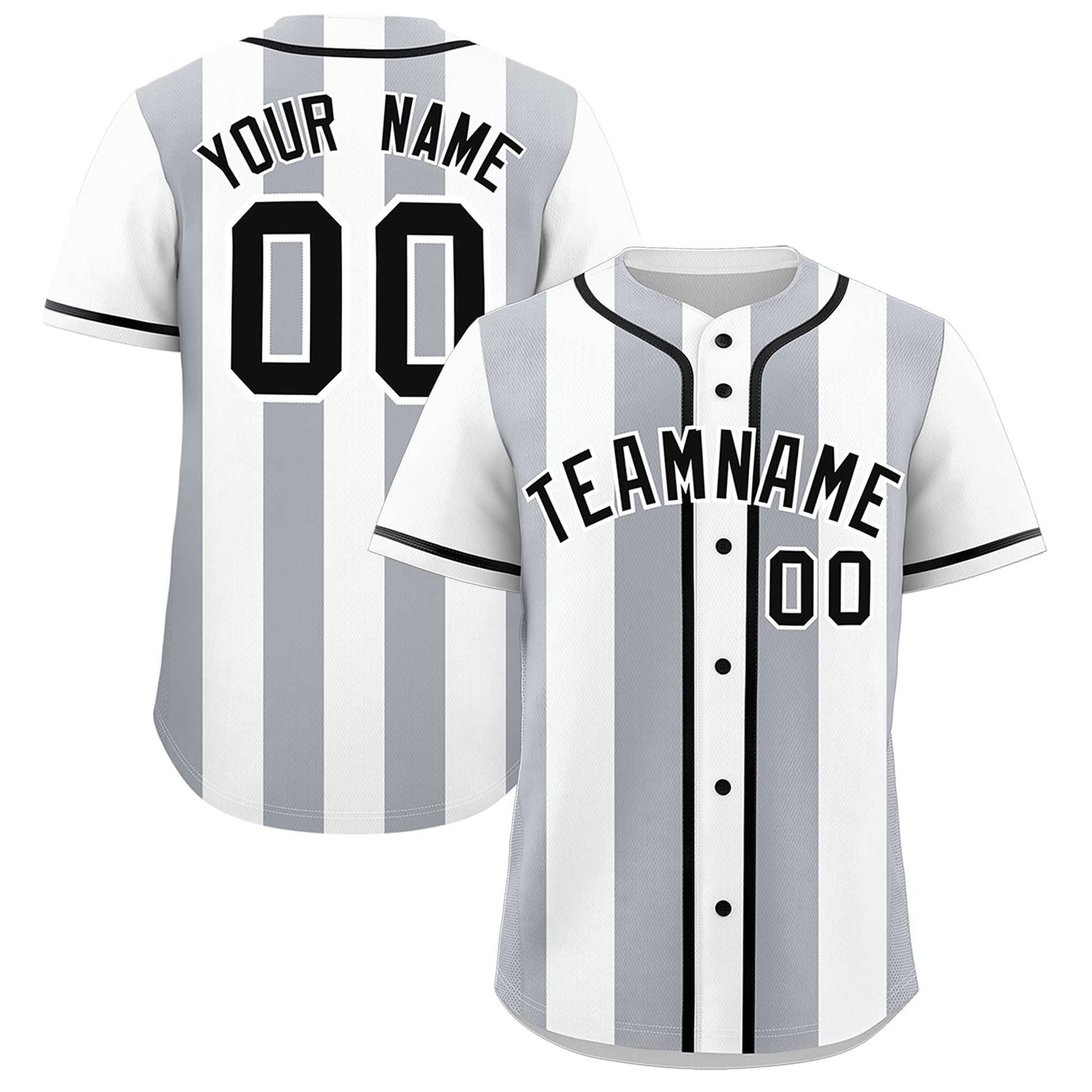 Custom White Gray Thick Stripe Fashion Authentic Baseball jersey