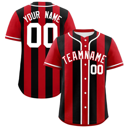 Custom Red Black Thick Stripe Fashion Authentic Baseball jersey