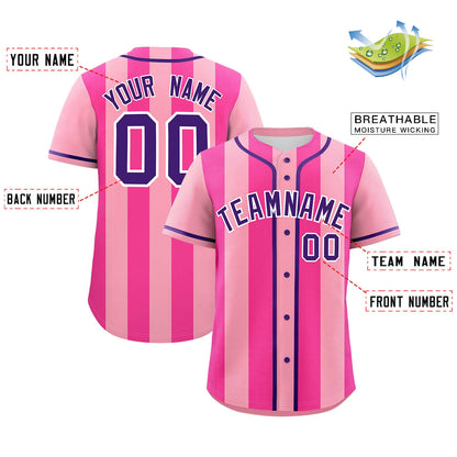 Custom Light Pink Pink Thick Stripe Fashion Authentic Baseball jersey