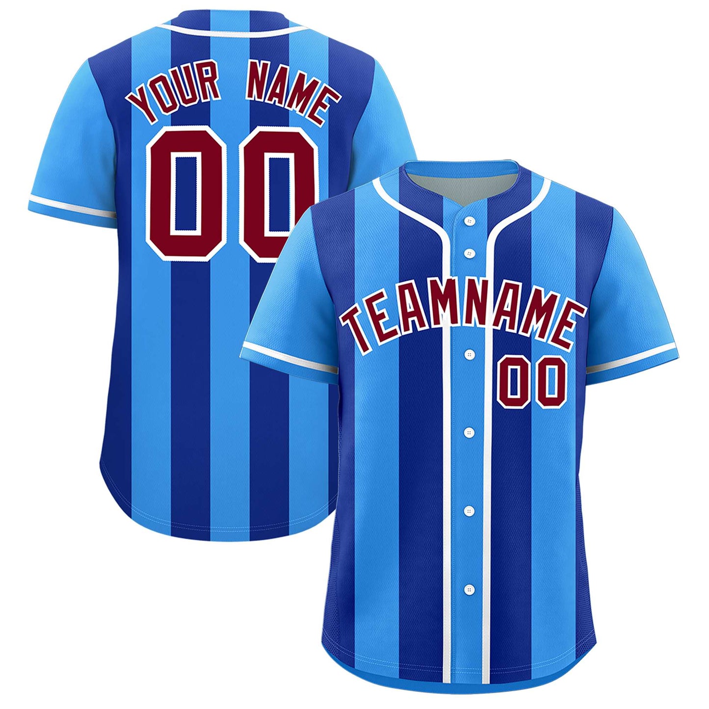 Custom Powder Blue Royal Thick Stripe Fashion Authentic Baseball jersey