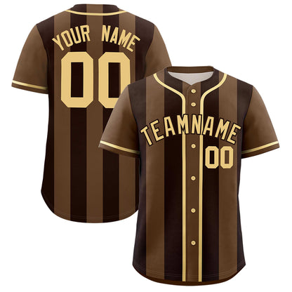 Custom Light Brown Brown Thick Stripe Fashion Authentic Baseball jersey