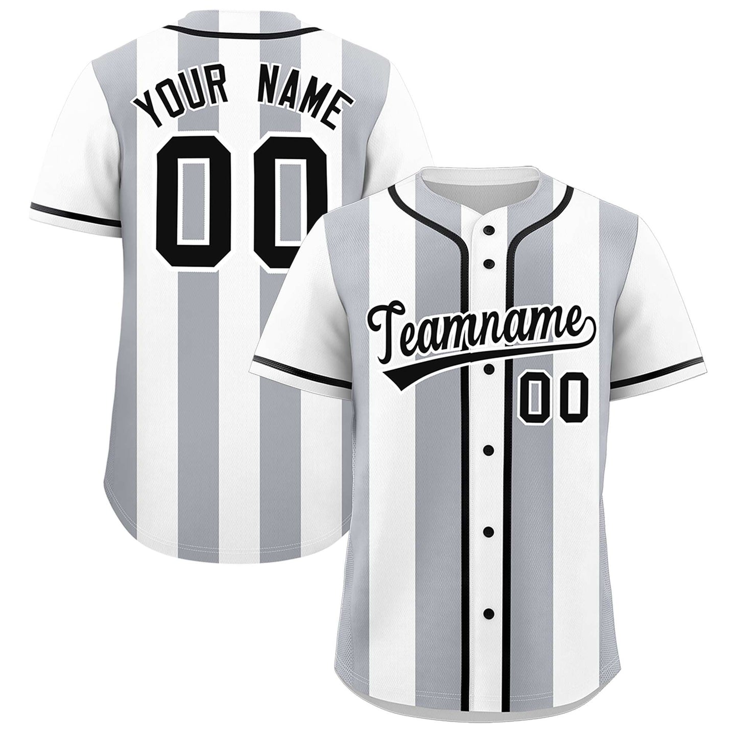 Custom White Gray Thick Stripe Fashion Authentic Baseball jersey