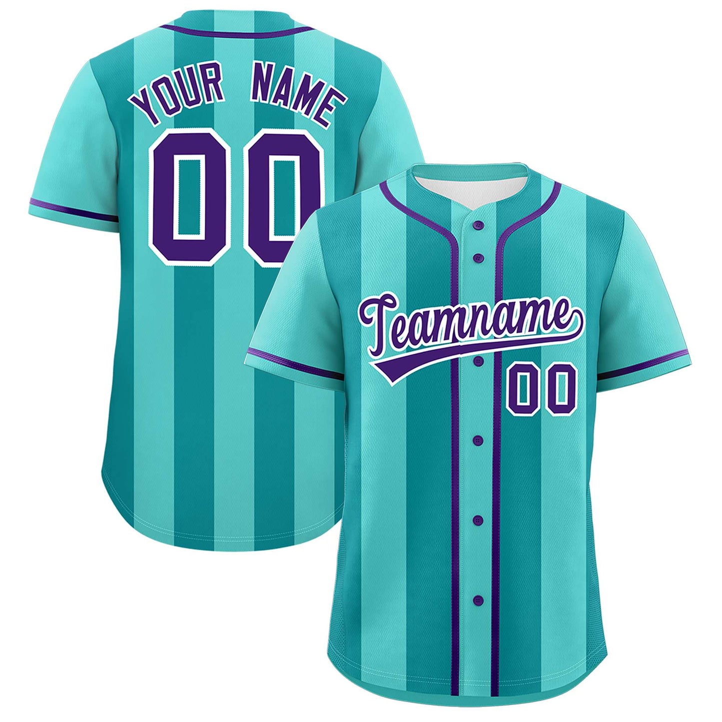 Custom Bright Green Aqua Thick Stripe Fashion Authentic Baseball jersey