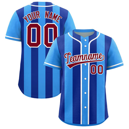 Custom Powder Blue Royal Thick Stripe Fashion Authentic Baseball jersey