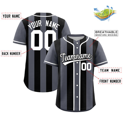 Custom Dark Gray Black Thick Stripe Fashion Authentic Baseball jersey