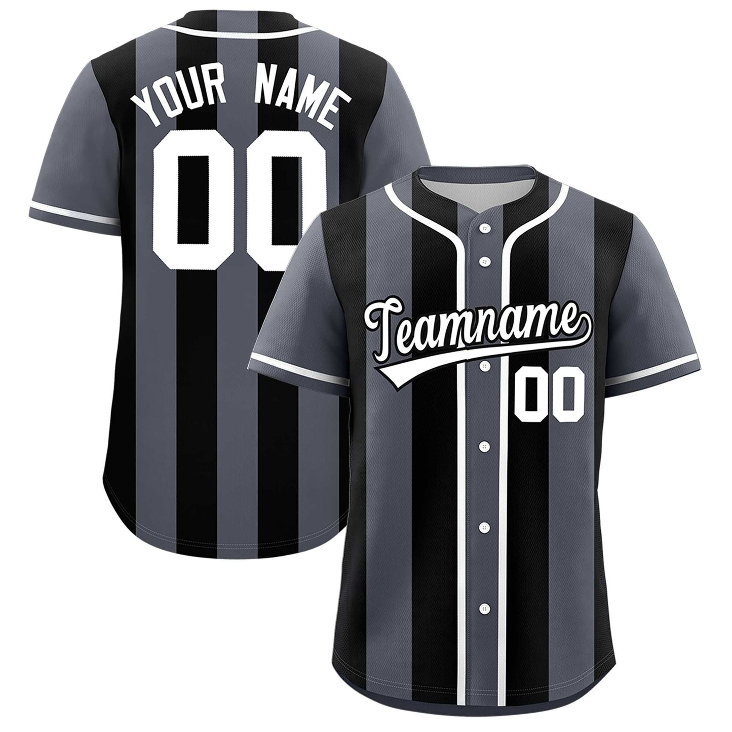 Custom Dark Gray Black Thick Stripe Fashion Authentic Baseball jersey