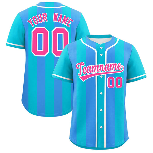 Custom Sky Blue Powder Blue Thick Stripe Fashion Authentic Baseball jersey