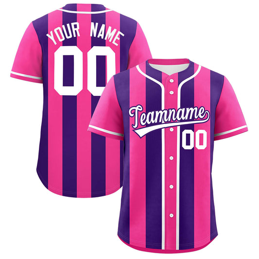 Custom Pink Purple Thick Stripe Fashion Authentic Baseball jersey