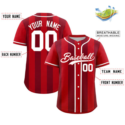 Custom Red Crimson Thick Stripe Fashion Authentic Baseball jersey