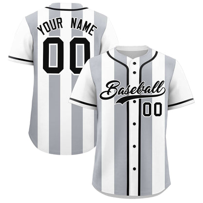 Custom White Gray Thick Stripe Fashion Authentic Baseball jersey