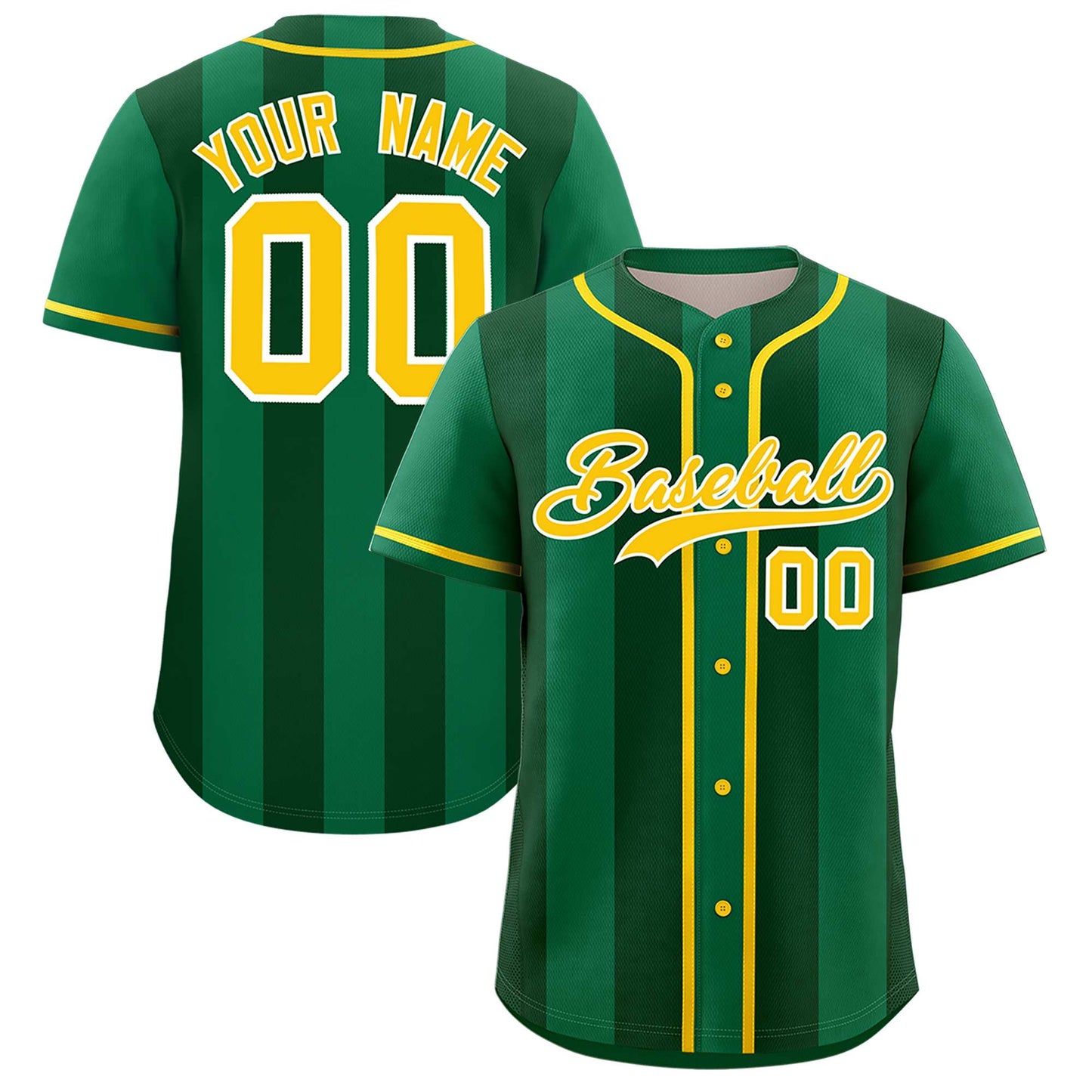 Custom Kelly Green Green Thick Stripe Fashion Authentic Baseball jersey