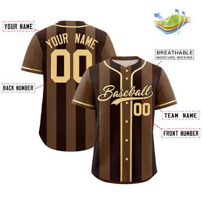 Custom Light Brown Brown Thick Stripe Fashion Authentic Baseball jersey