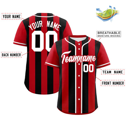 Custom Red Black Thick Stripe Fashion Authentic Baseball jersey