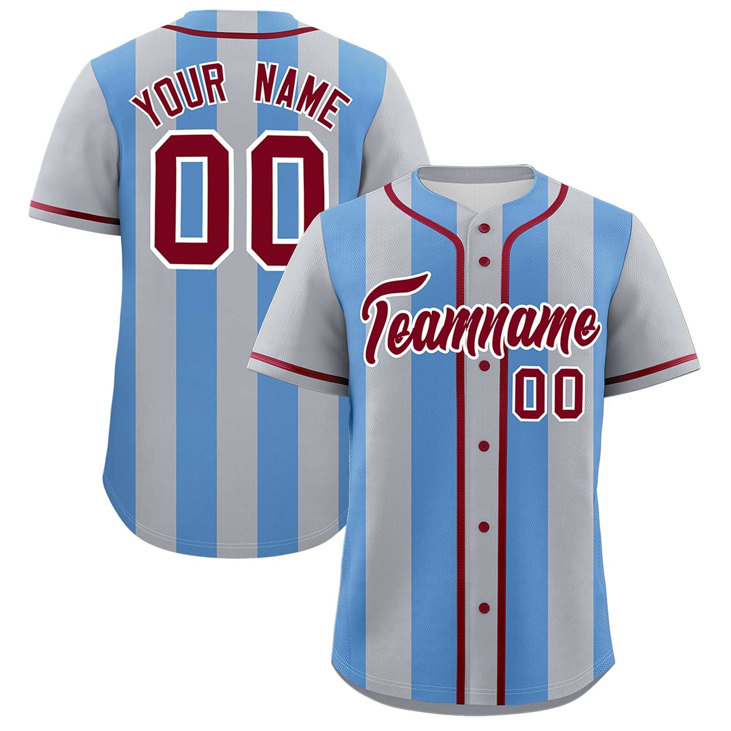 Custom Gray Light Blue Thick Stripe Fashion Authentic Baseball jersey