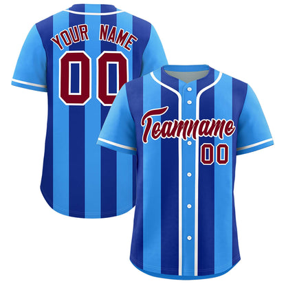 Custom Powder Blue Royal Thick Stripe Fashion Authentic Baseball jersey