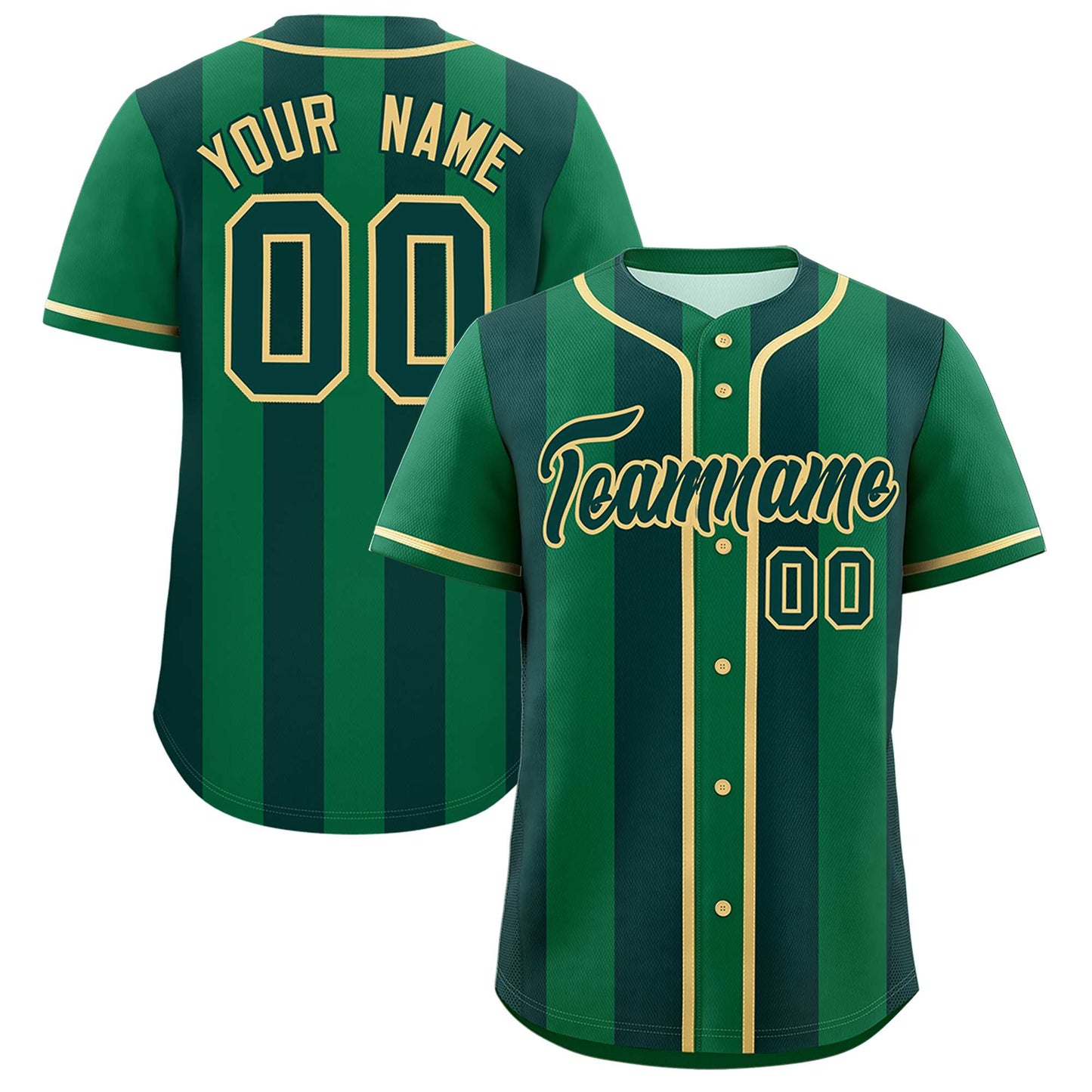 Custom Kelly Green Midnight Green Thick Stripe Fashion Authentic Baseball jersey