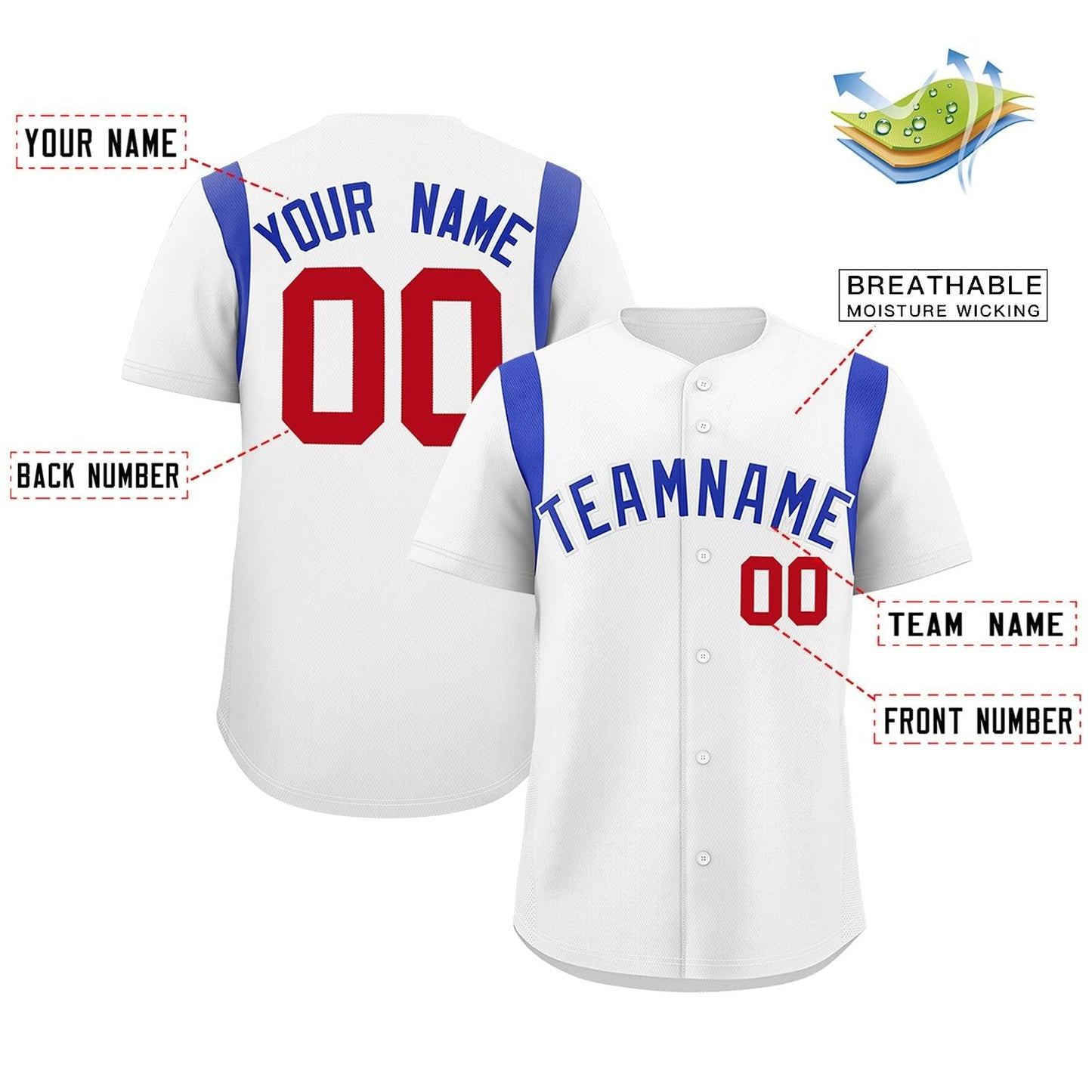 Custom White Royal Classic Style Personalized Full Button Authentic Baseball Jersey