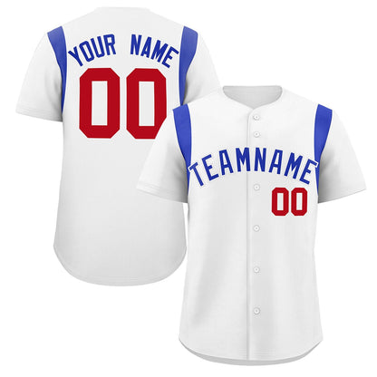 Custom White Royal Classic Style Personalized Full Button Authentic Baseball Jersey