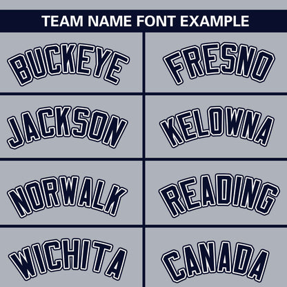 Custom Gray Navy Classic Style Personalized Full Button Authentic Baseball Jersey