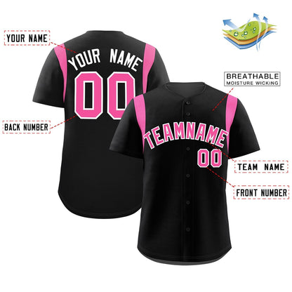 Custom Black Pink Classic Style Personalized Full Button Authentic Baseball Jersey