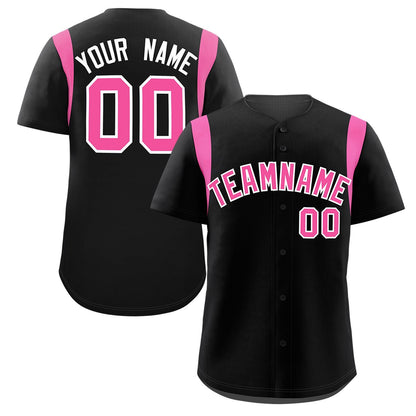 Custom Black Pink Classic Style Personalized Full Button Authentic Baseball Jersey