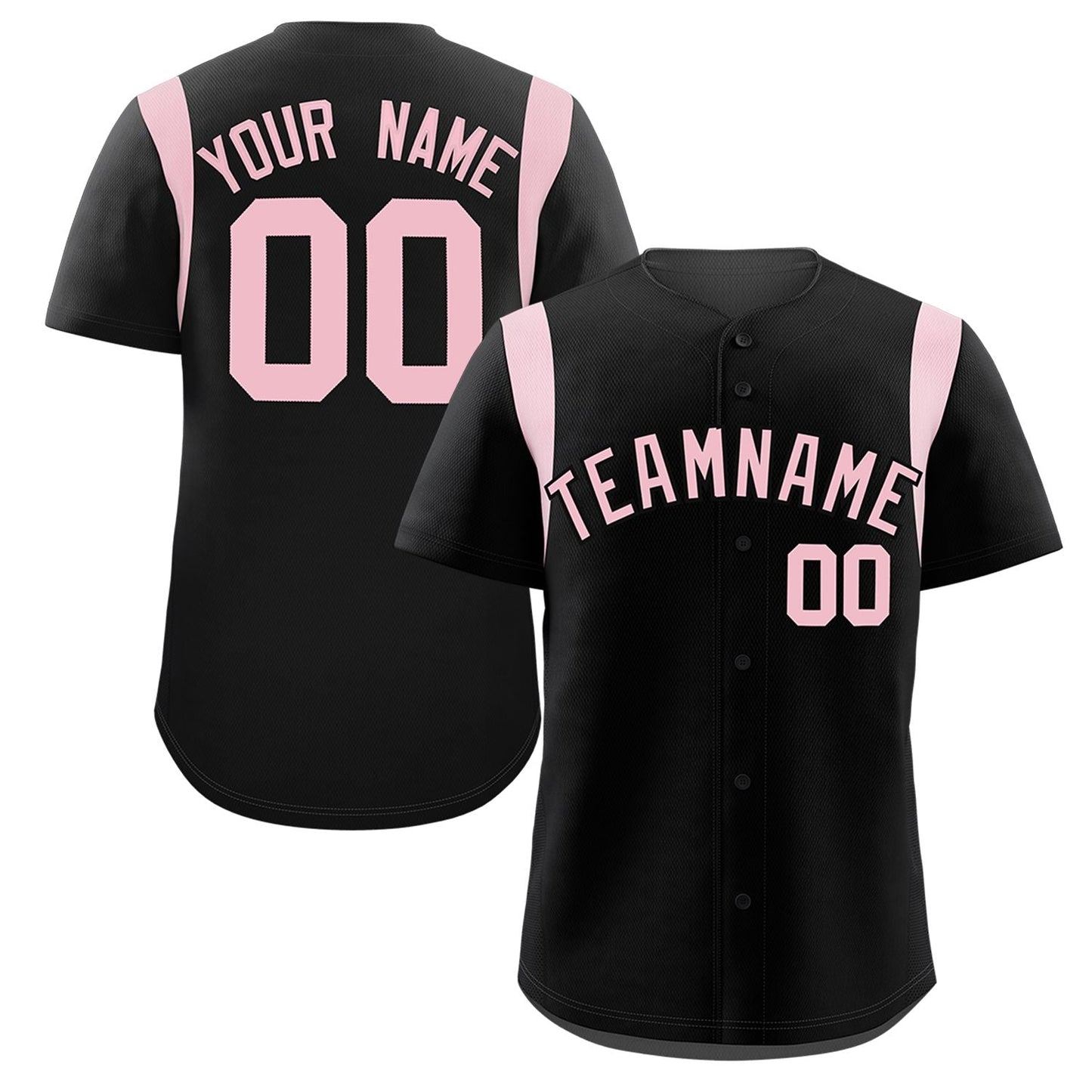 Custom Black Light Pink Classic Style Personalized Full Button Authentic Baseball Jersey