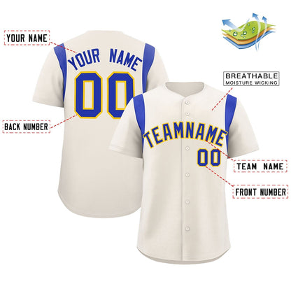 Custom Cream Royal Classic Style Personalized Full Button Authentic Baseball Jersey